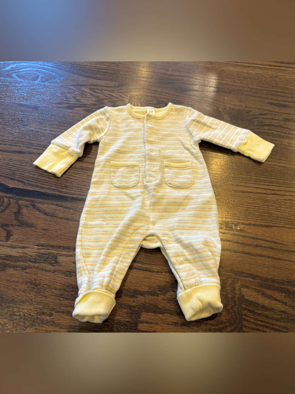 GAP Yellow Striped Footed Baby One-Piece